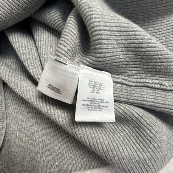 Anne Klein Womens Ribbed Knit Grey Heather Mock Neck Sweater Medium New $99 - Picture 4 of 7